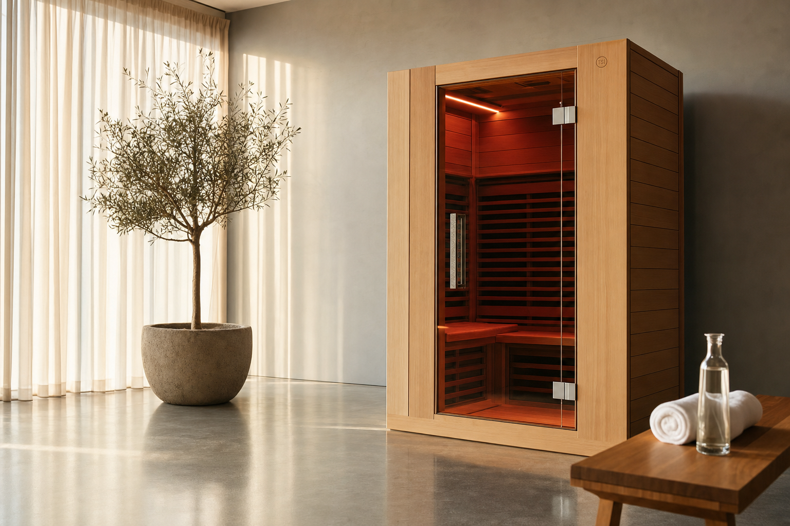 1-Person Full-Spectrum Infrared Sauna Cabin – Low-EMF Cedar Wellness Sauna for Home